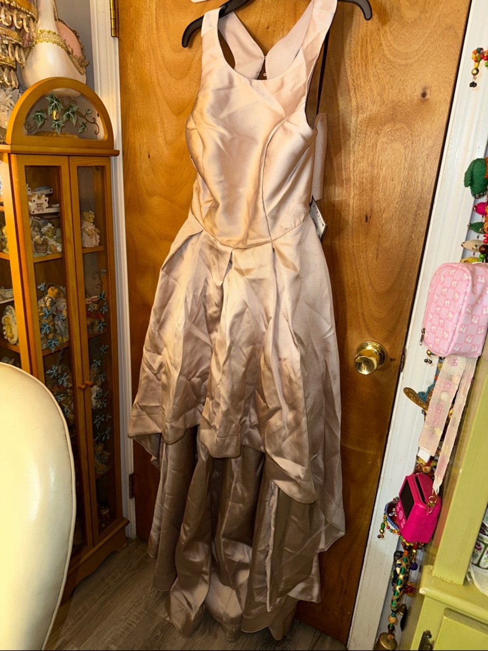Speechless Satin Champagne High-Low Formal Dress